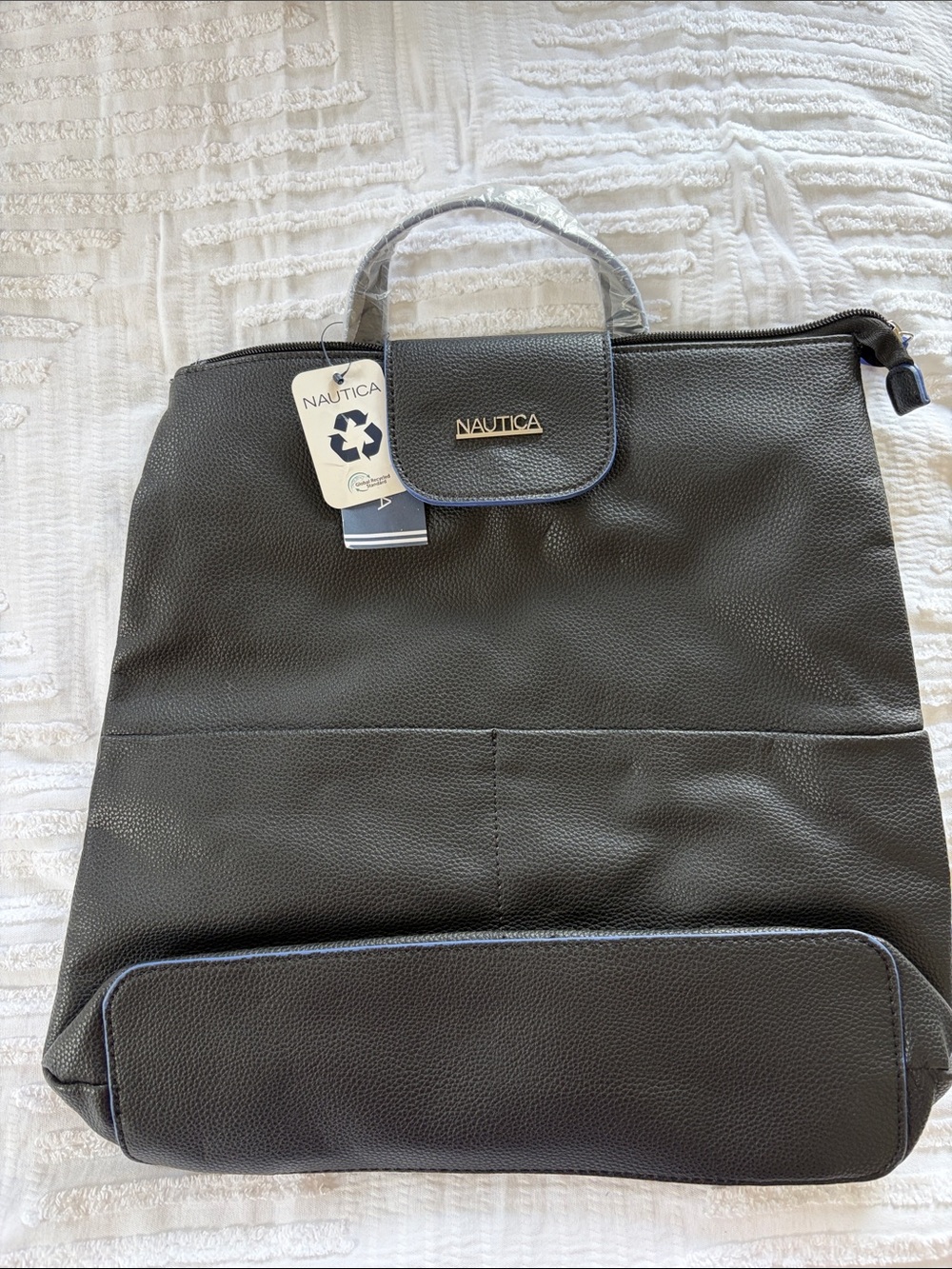 Nautica Black Leather Backpack